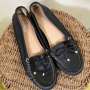 Sperry Top Sider Women's Black Leather Loafers Topsider 9.5 Flats Boat Shoes